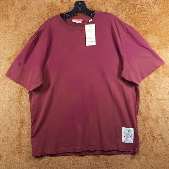 SCOTCH & SODA Shirt Mens Small Burgundy Pullover Vintage Wash Loose Fit Tee - Picture 2 of 9